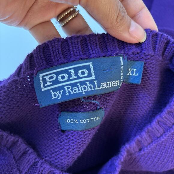 Polo by Ralph Lauren Crew Neck Knit Sweater Size XL Purple Preppy Cotton Pony - Picture 3 of 5